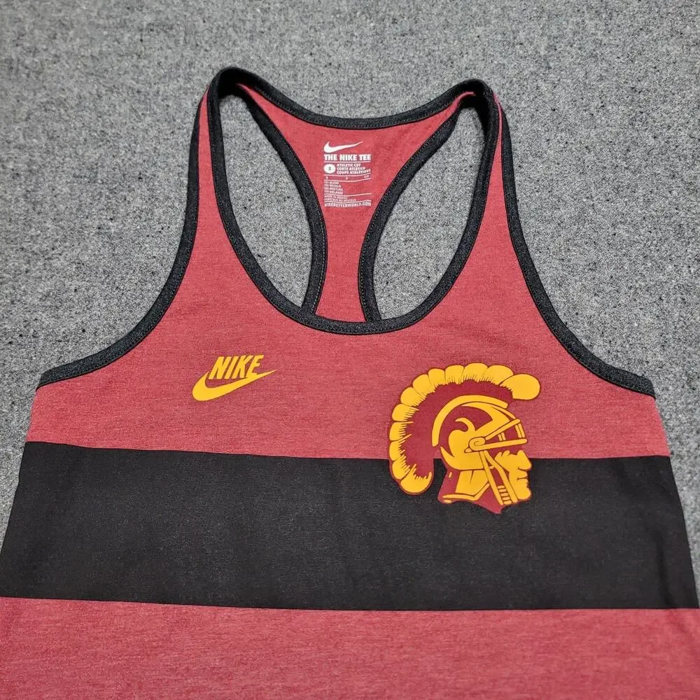 Nike USC Trojans Shirt Womens Small Cardinal Gold Black Dri Fit Tank Racerback